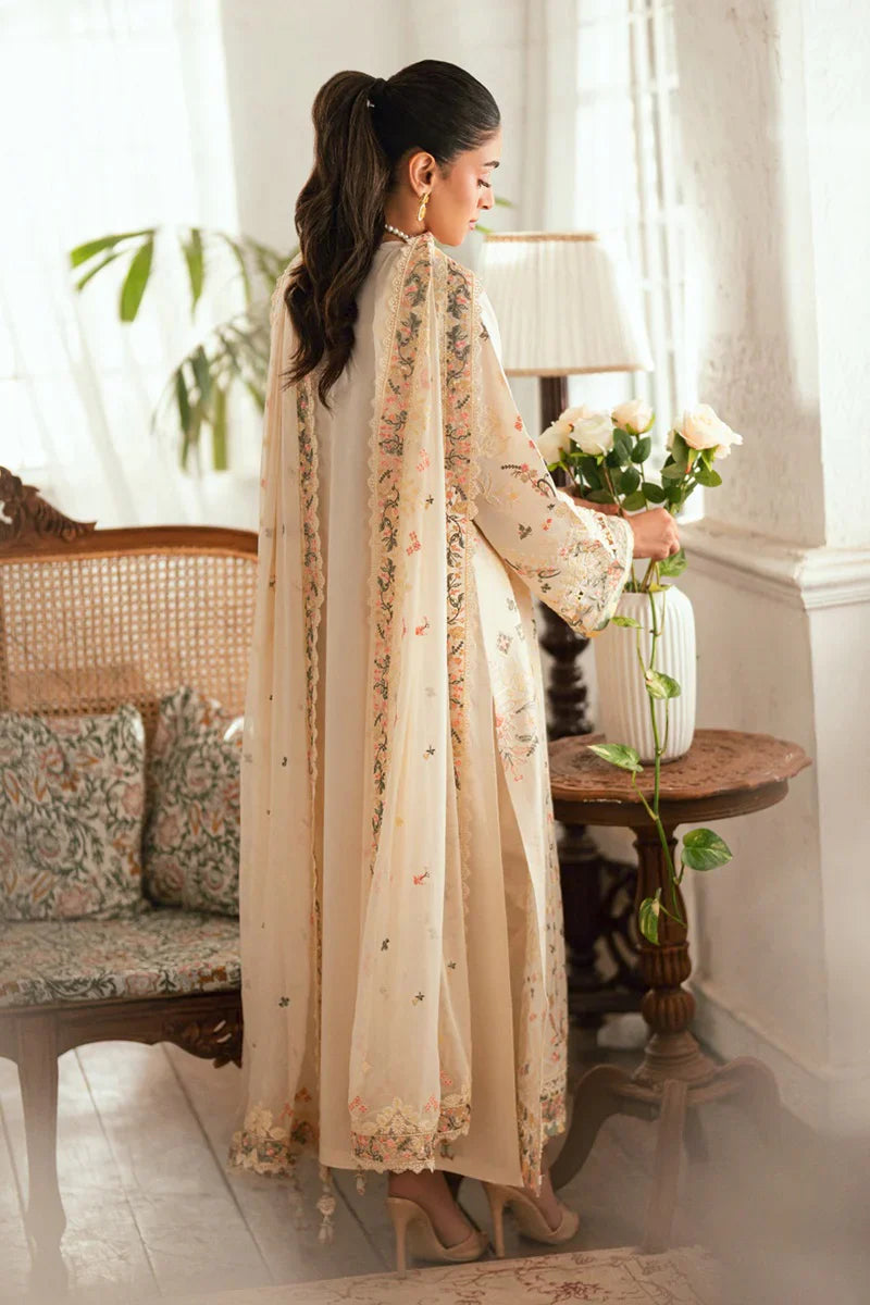 3pc Embroidered Lawn Suit with karandi Net Embroidered Dupatta