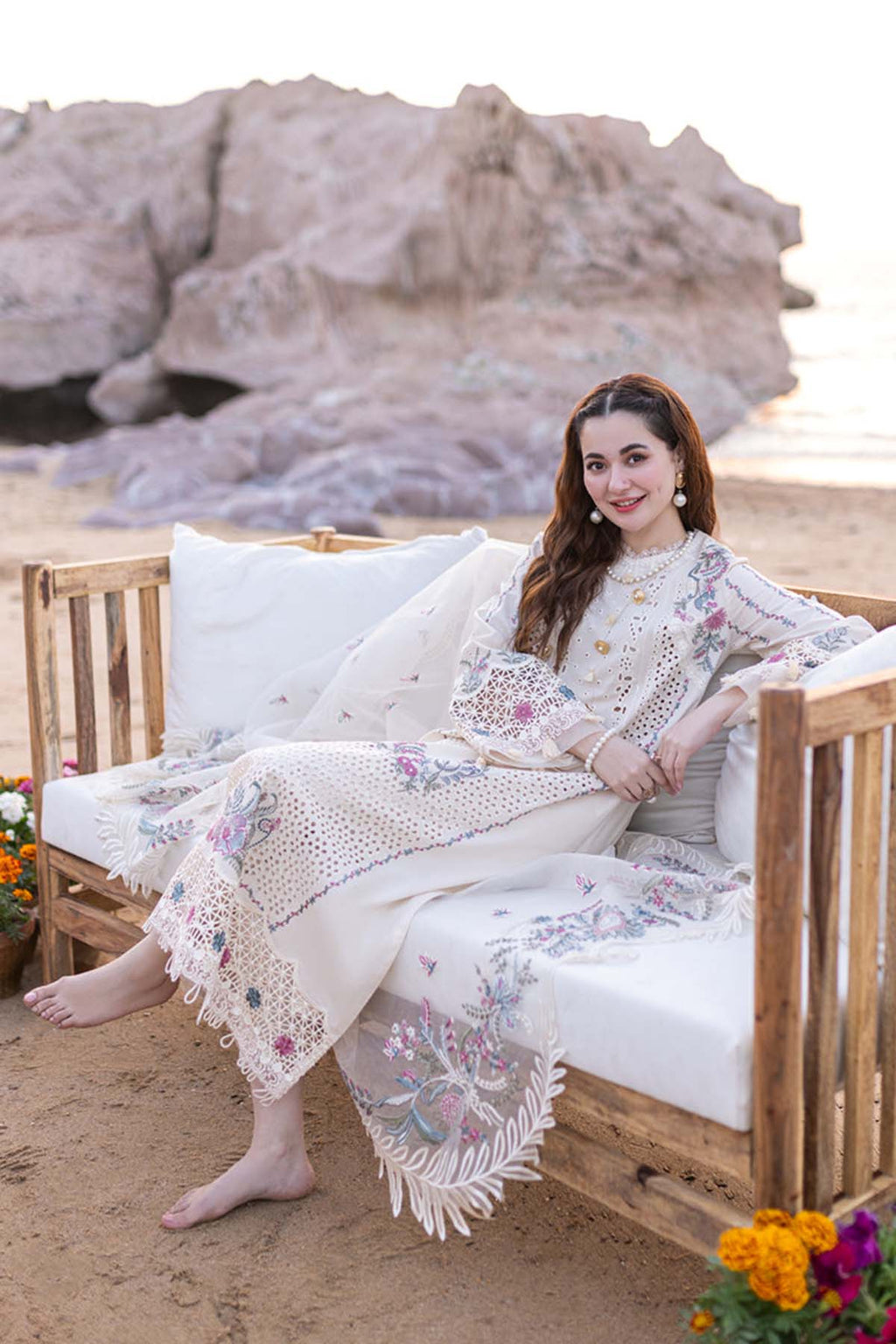 Luxury Embroidered Lawn 3Pc with Embroidered Slub Net Dupatta