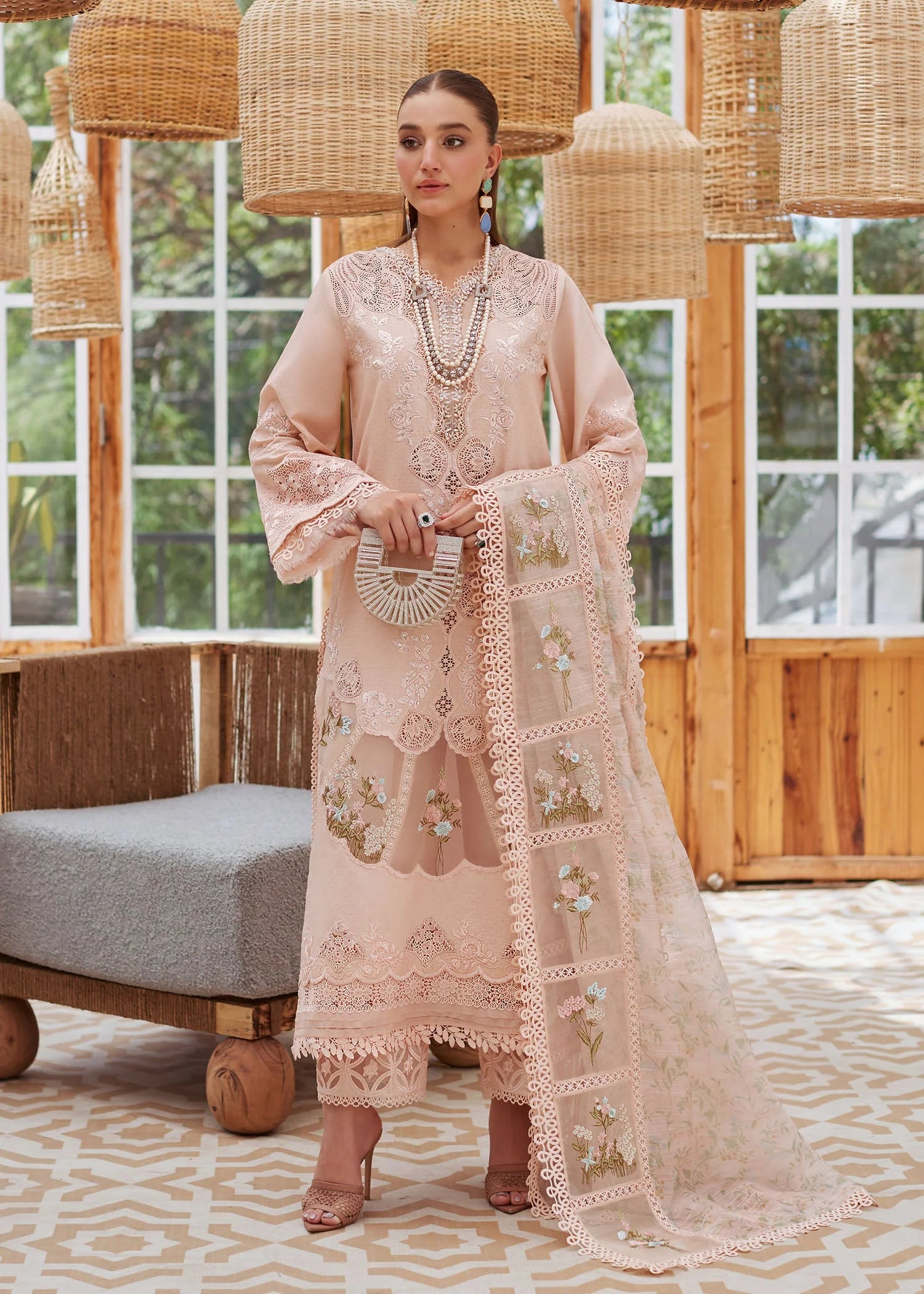 3Pc Embroidered Lawn with Voil Embroidered Dupatta