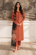 3Pc Chikenkari Embroidered Lawn suit with Printed Voil Dupatta