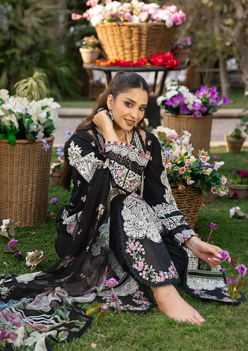 Embroidered Lawn Suit with Printed Voil Dupatta