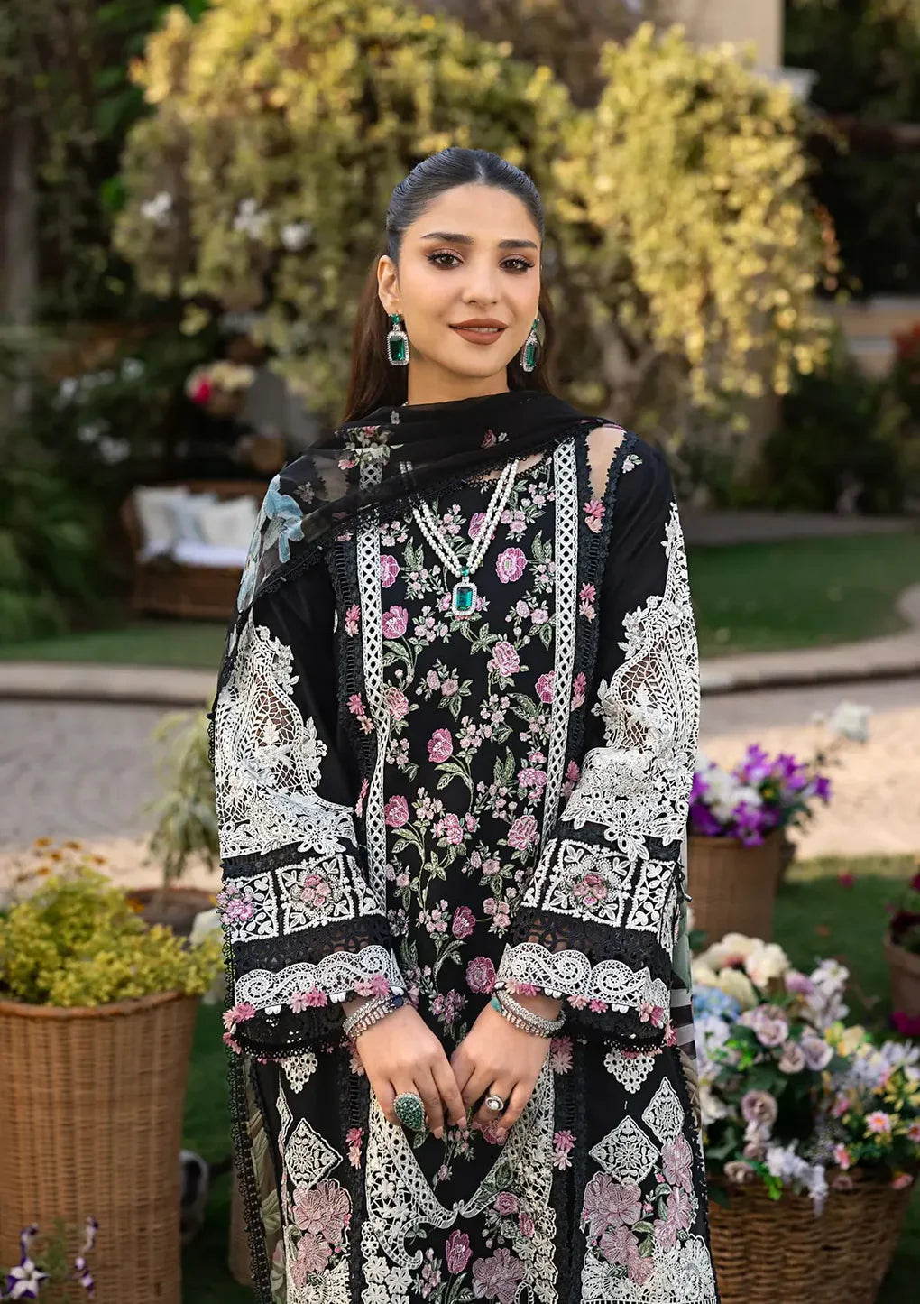 Embroidered Lawn Suit with Printed Voil Dupatta