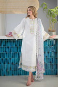 3Pc Embroidered Lawn Chikenkari Suit with Printed Diamond Dupatta