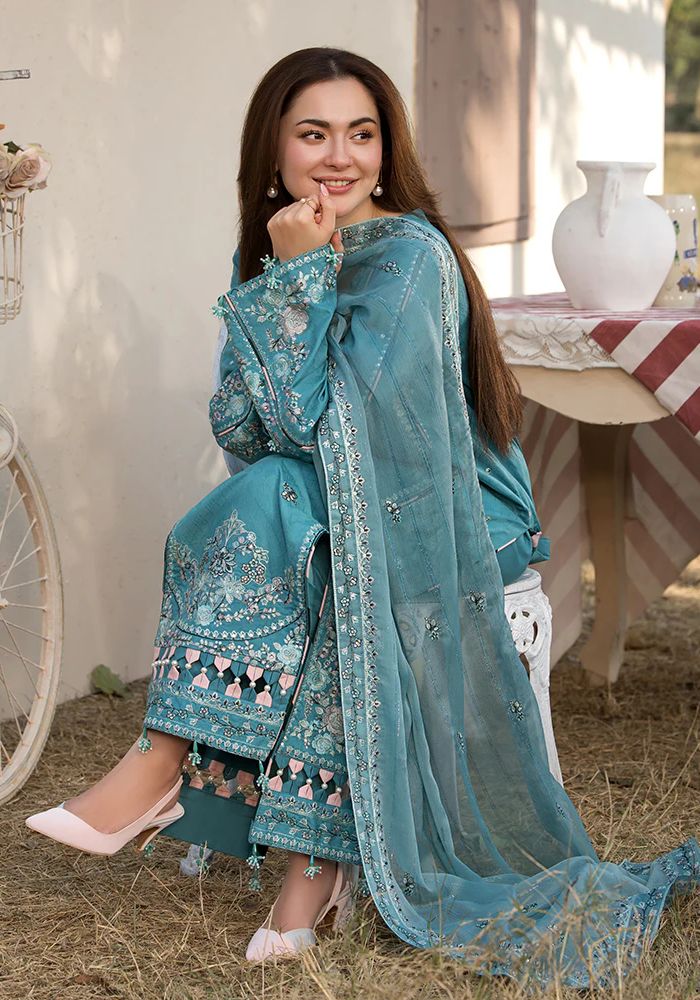 3Pc Embroidered Lawn Suit with Bamber Embroidered Dupatta
