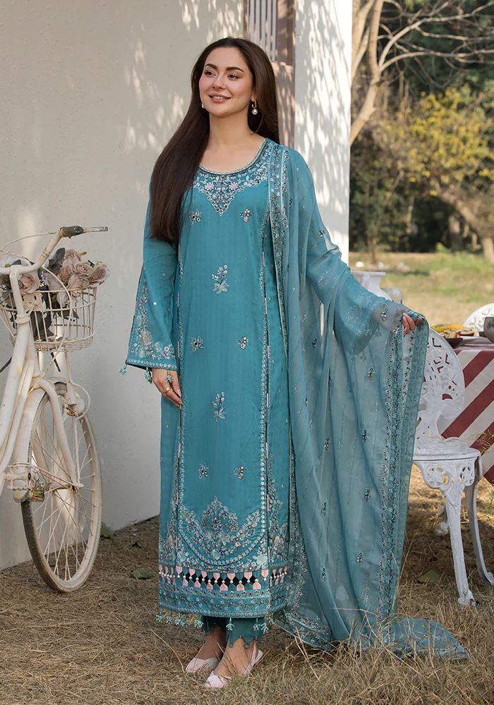 3Pc Embroidered Lawn Suit with Bamber Embroidered Dupatta
