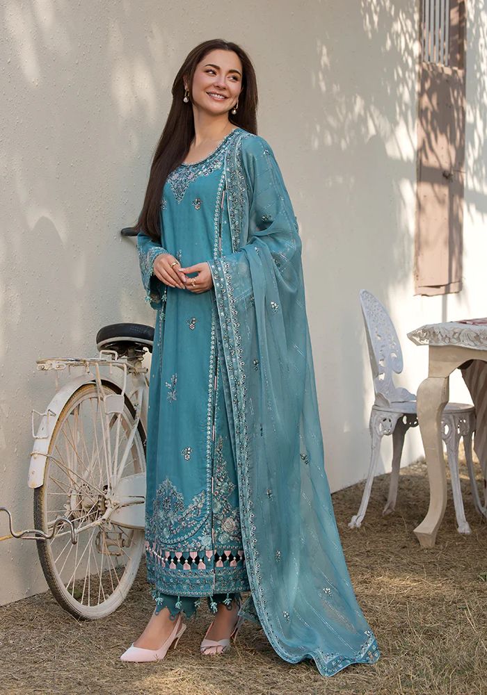 3Pc Embroidered Lawn Suit with Bamber Embroidered Dupatta
