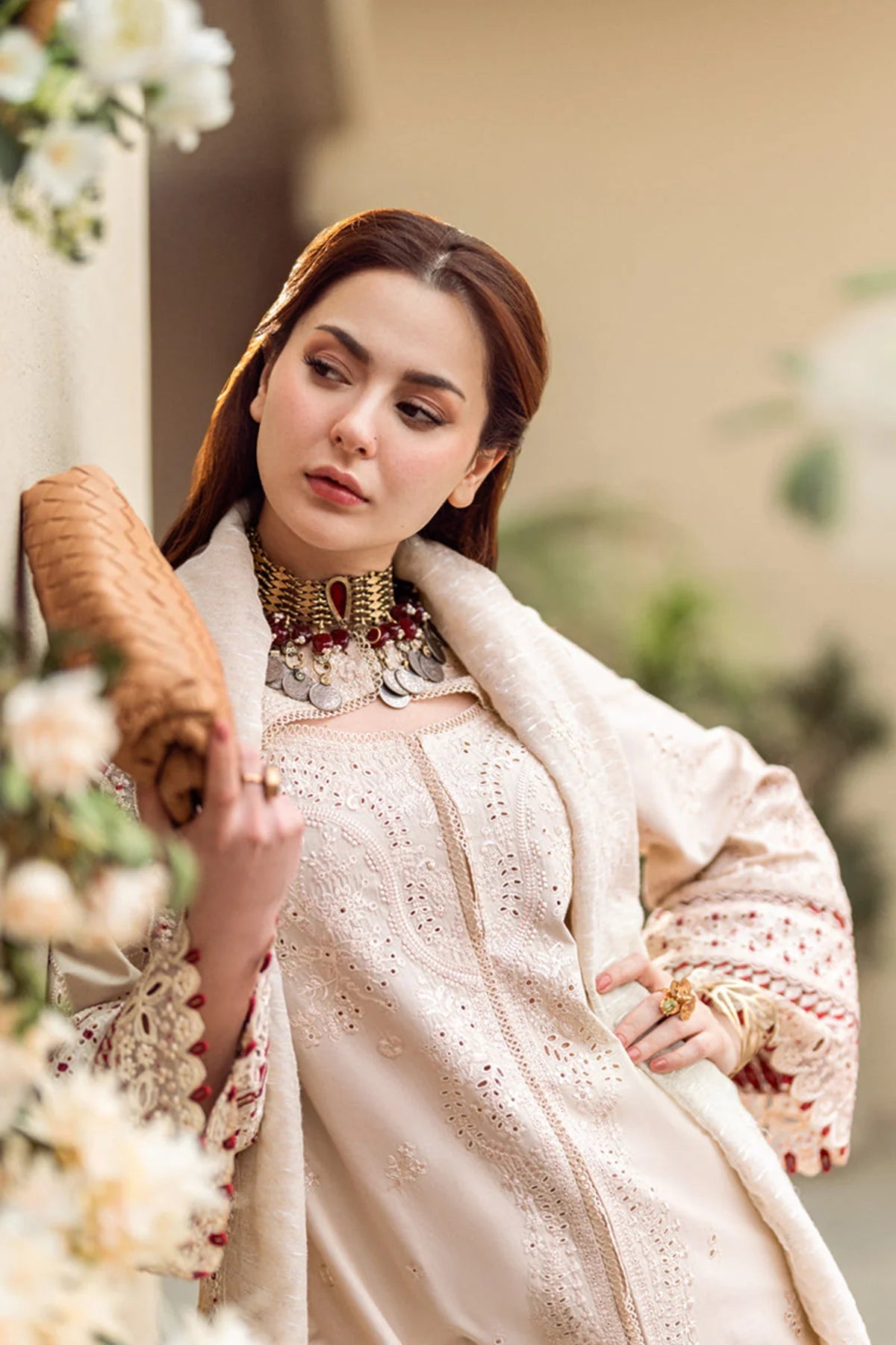 Embroidered Lawn 3Pc with Embroidered Khaddi net Dupatta