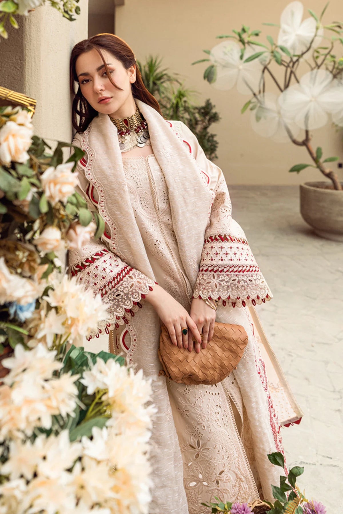 Embroidered Lawn 3Pc with Embroidered Khaddi net Dupatta