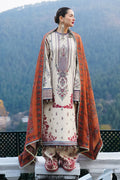 3Pc Embroidered Lawn suit with printed chiffon Dupatta