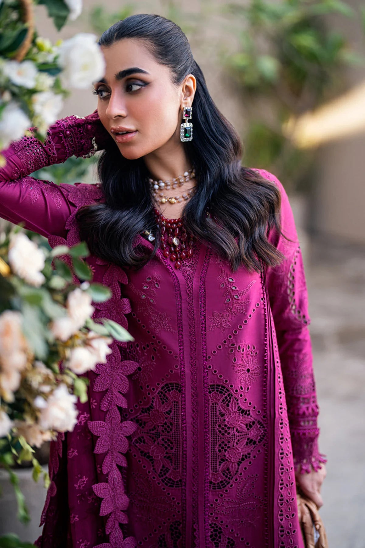 Embroidered Lawn 3Pc with Embroidered Bamber Dupatta