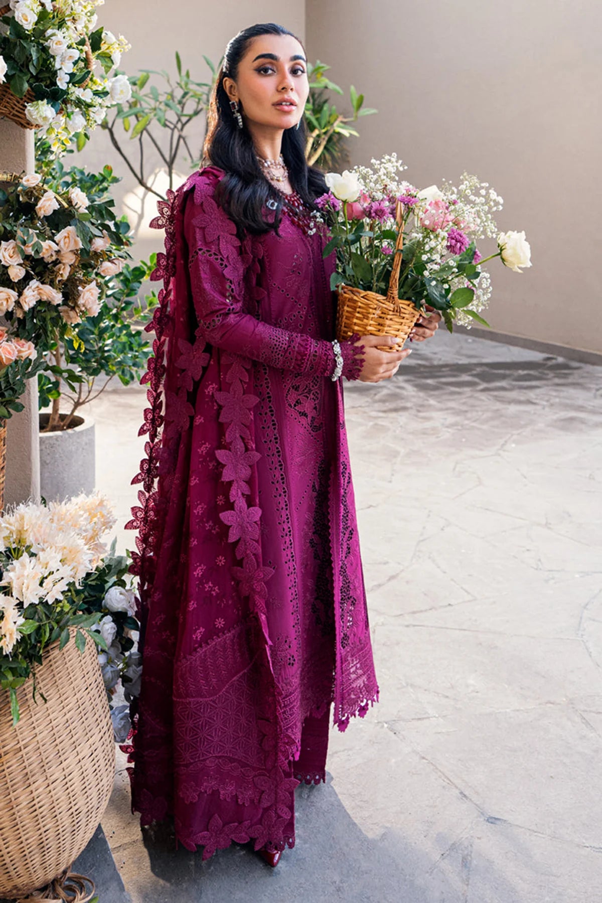 Embroidered Lawn 3Pc with Embroidered Bamber Dupatta