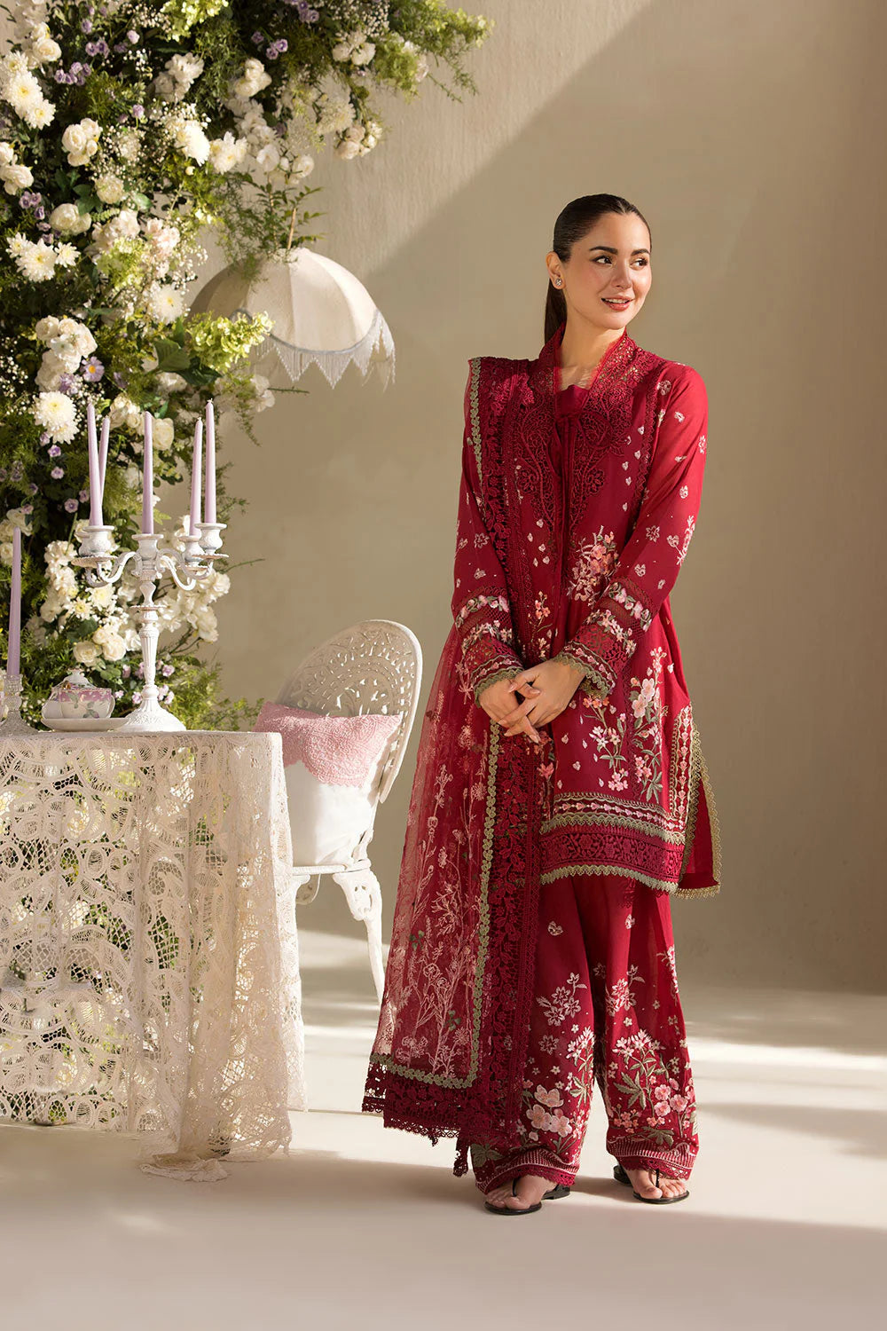 Embroidered luxury lawn 3Pc Voil Dupatta