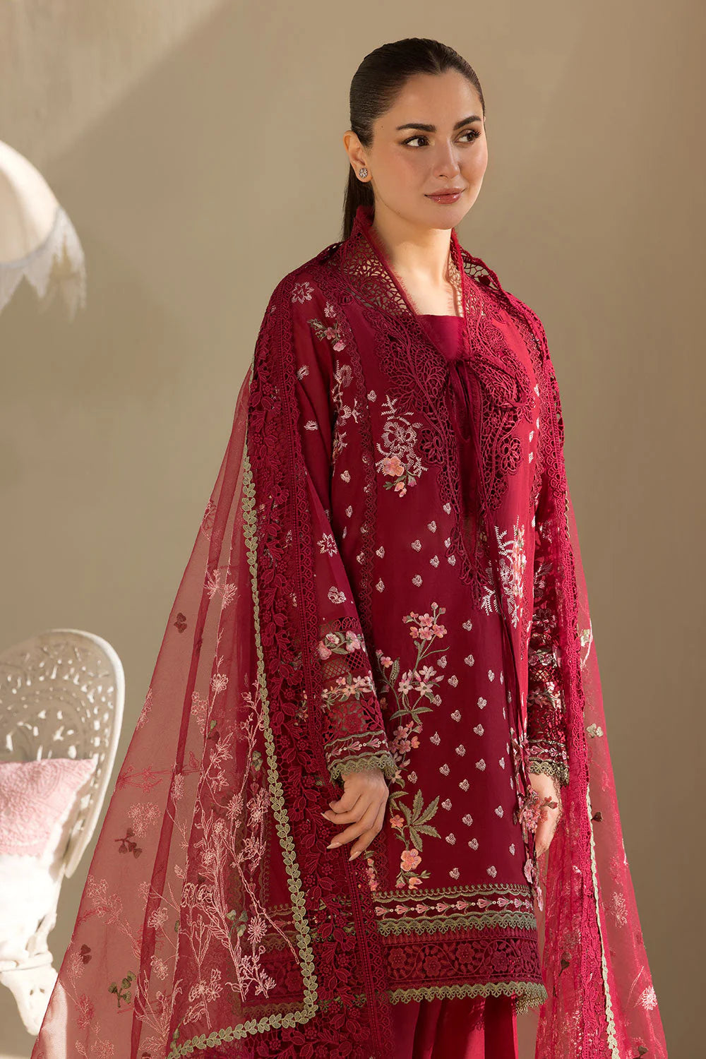 Embroidered luxury lawn 3Pc Voil Dupatta
