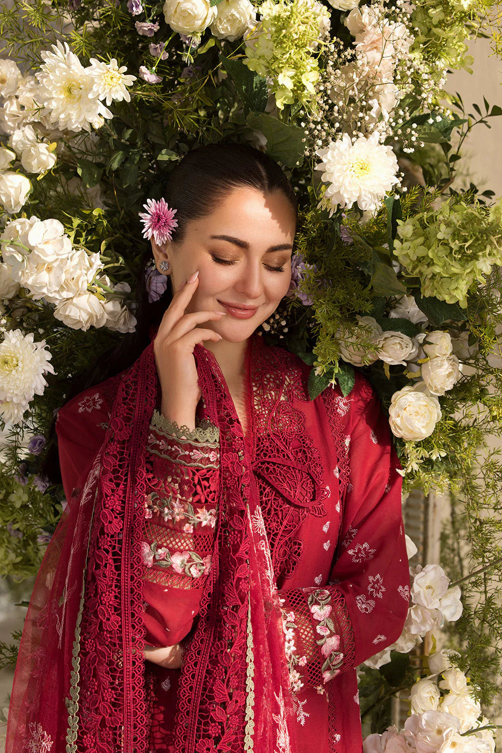 Embroidered luxury lawn 3Pc Voil Dupatta