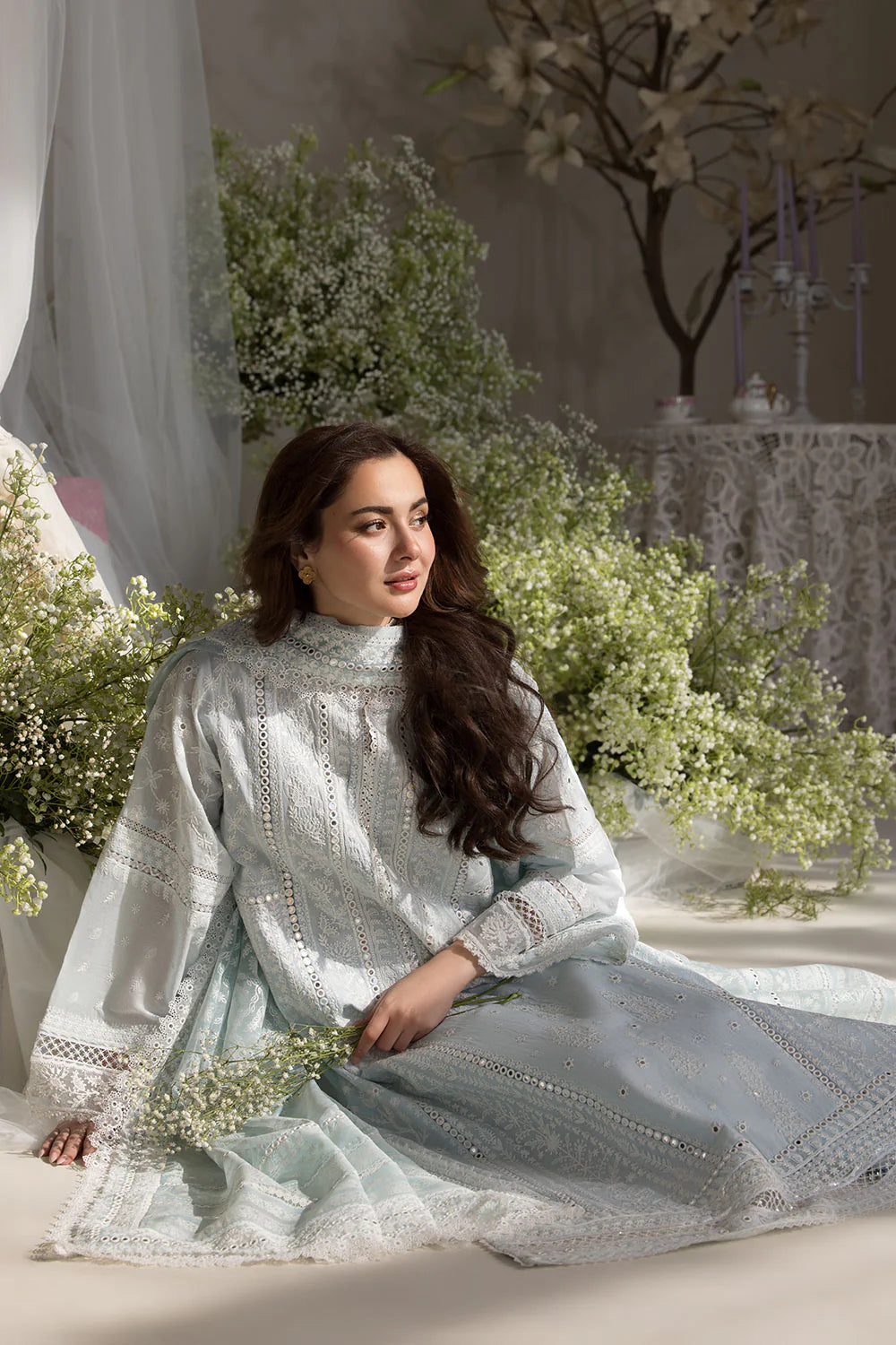 3Pc Luxury Embroidered Lawn with voil Dupatta