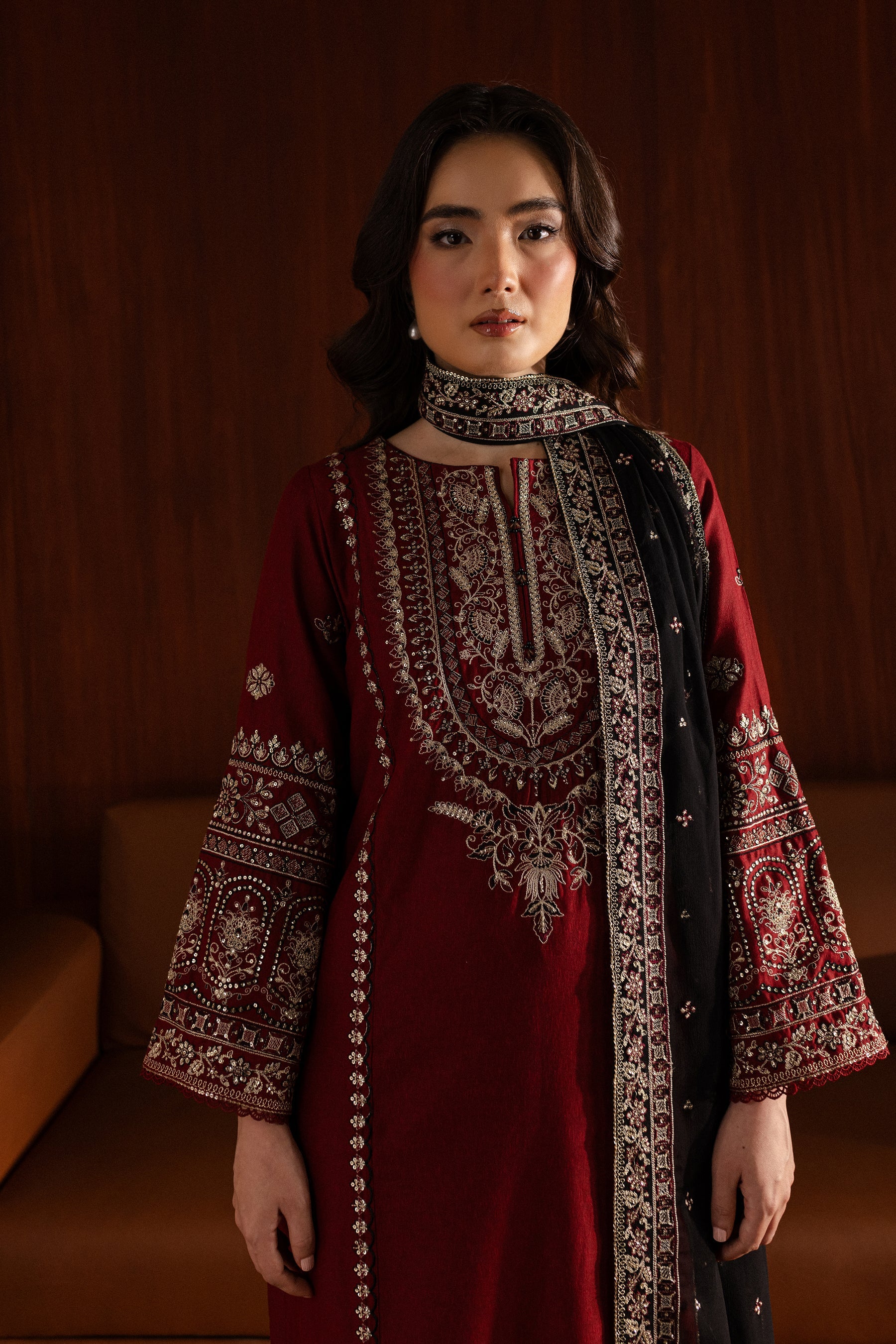 3Pc Embroidered Lawn with Bamber Embroidered Dupatta