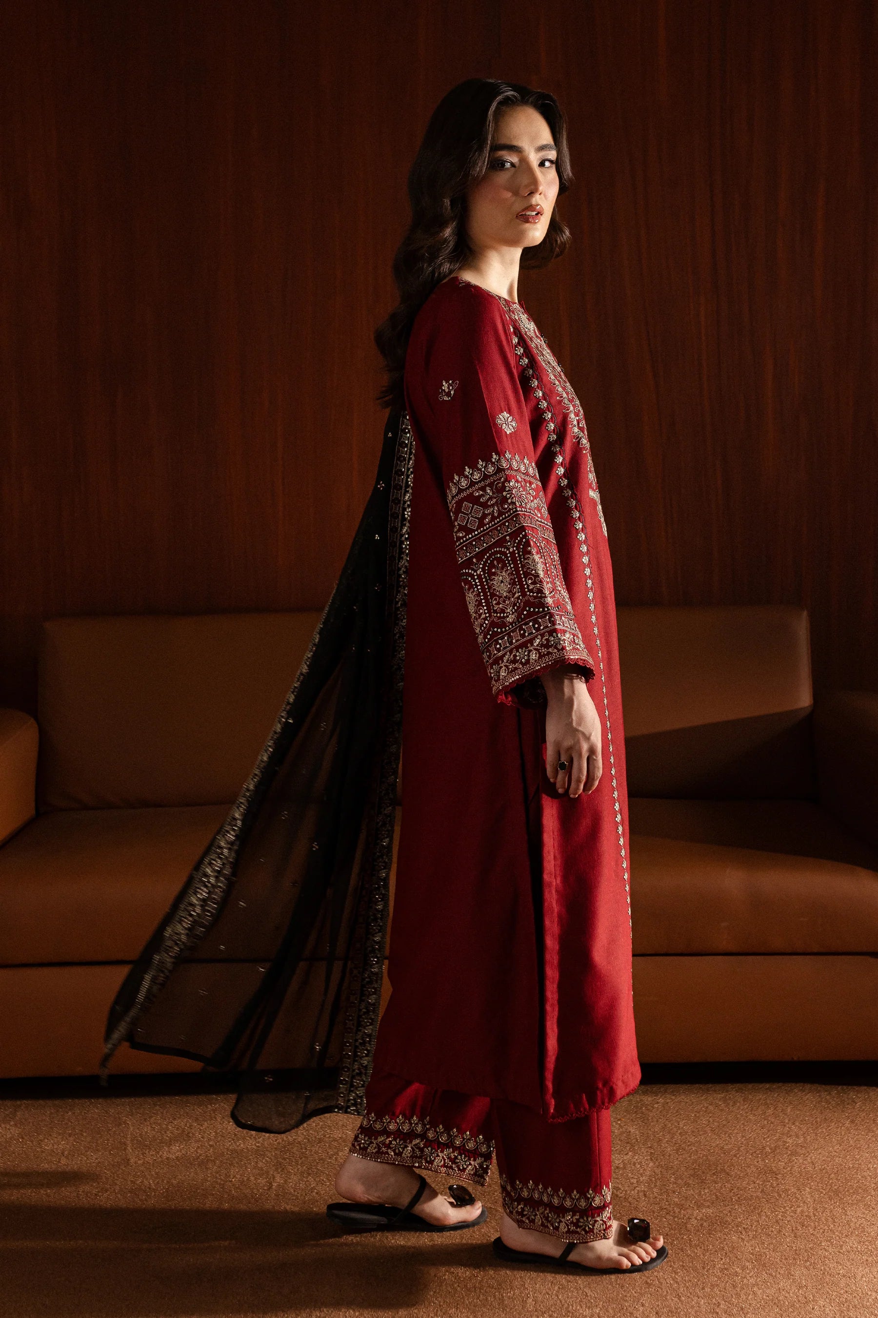 3Pc Embroidered Lawn with Bamber Embroidered Dupatta