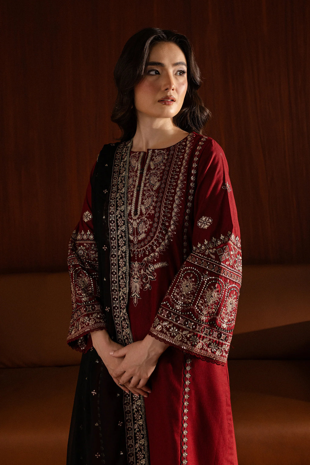 3Pc Embroidered Lawn with Bamber Embroidered Dupatta