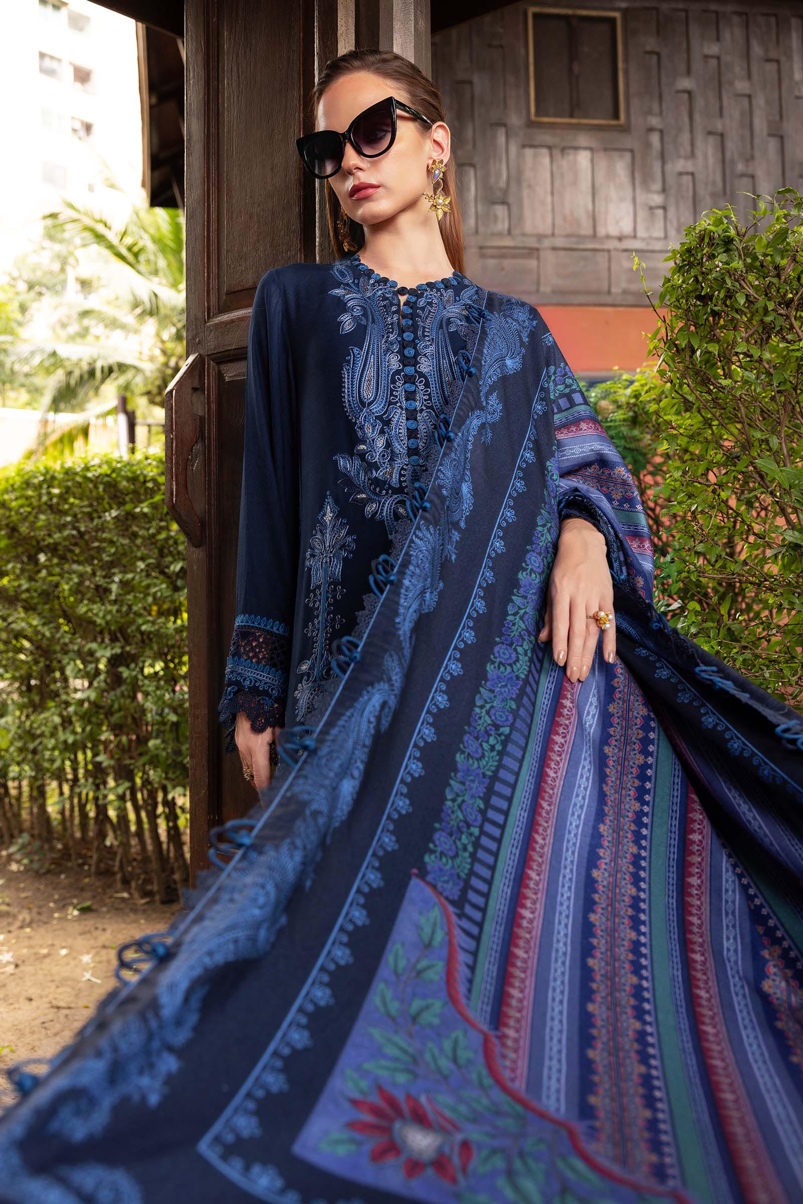 3Pc Embroidered Lawn with Printed Voil Dupatta