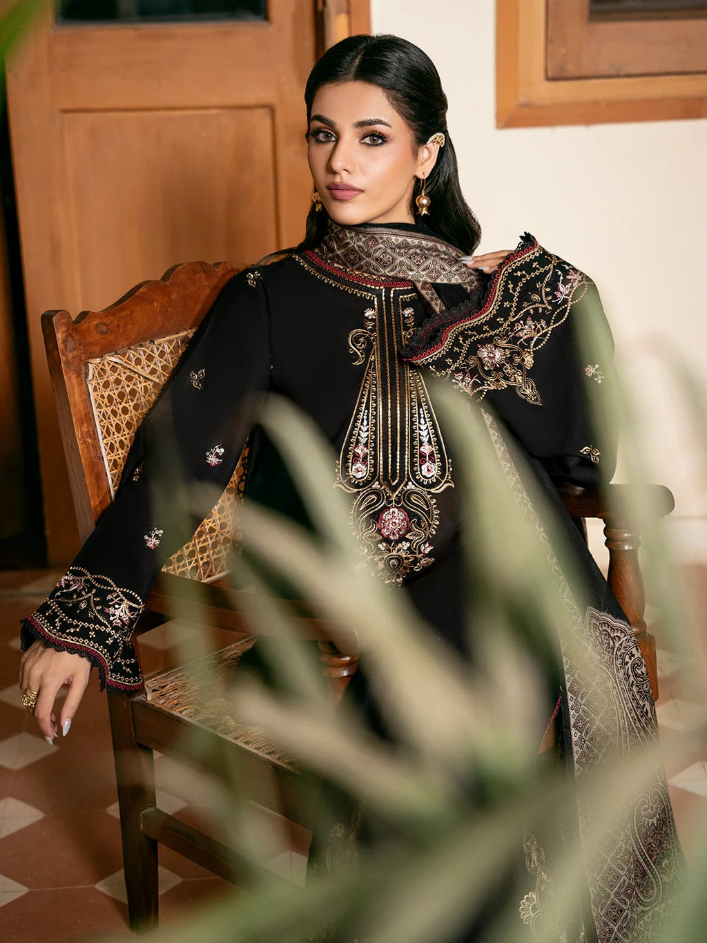 Embroidered Lawn Suit with Printed Voil Dupatta