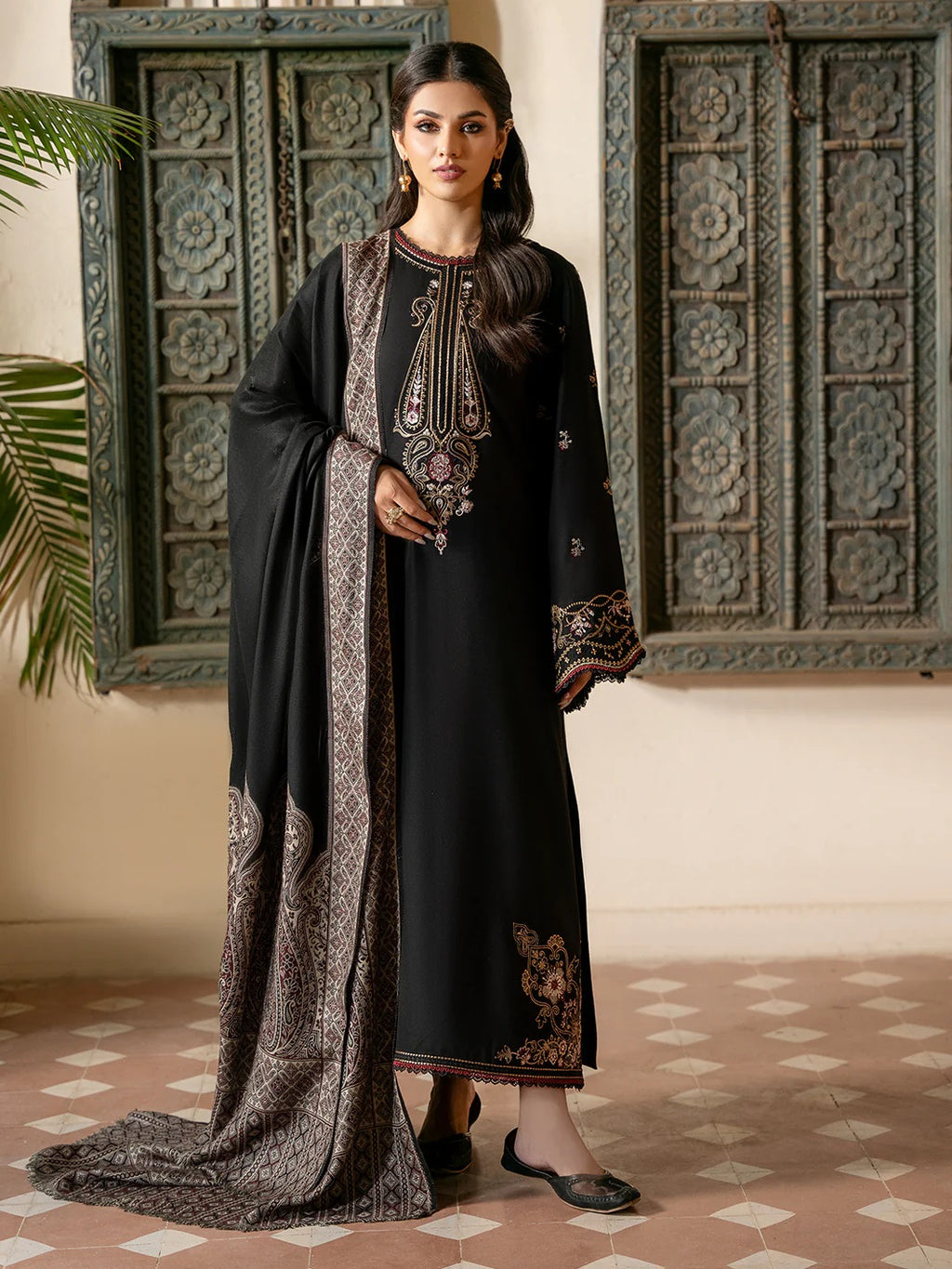 Embroidered Lawn Suit with Printed Voil Dupatta