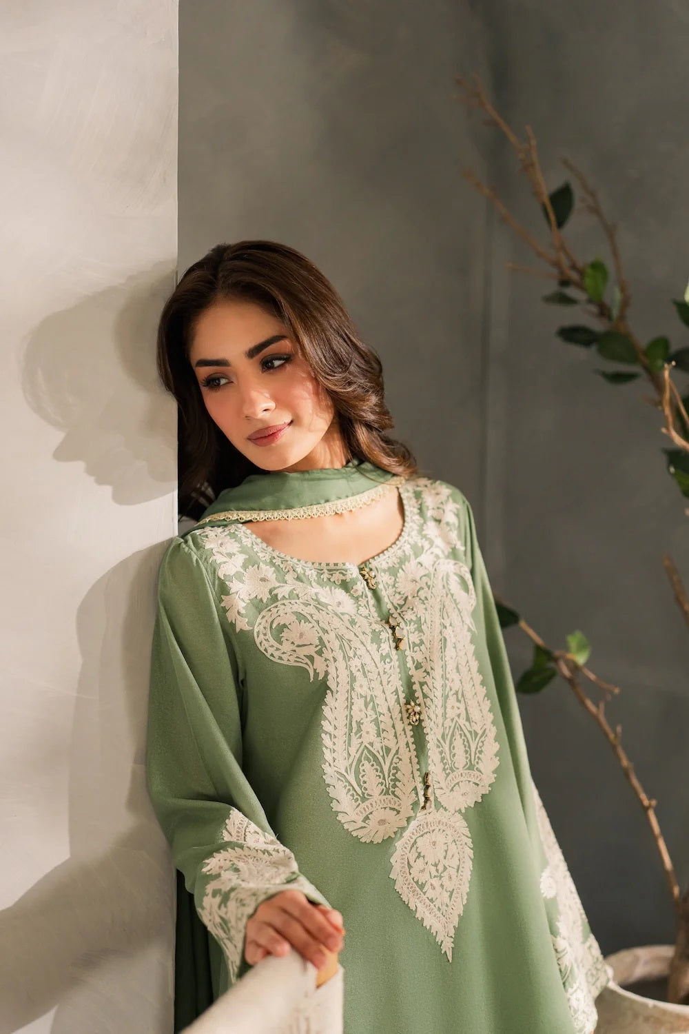 Embroidered Lawn Suit with Embroidered Bamber Chiffon Dupatta
