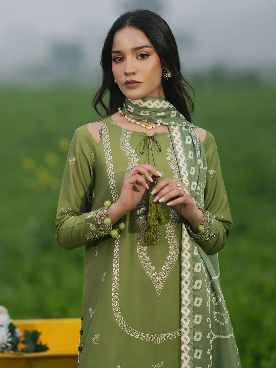 Embroidered Lawn Suit with Printed Voil Dupatta