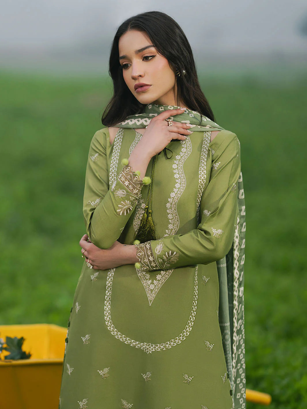 Embroidered Lawn Suit with Printed Voil Dupatta