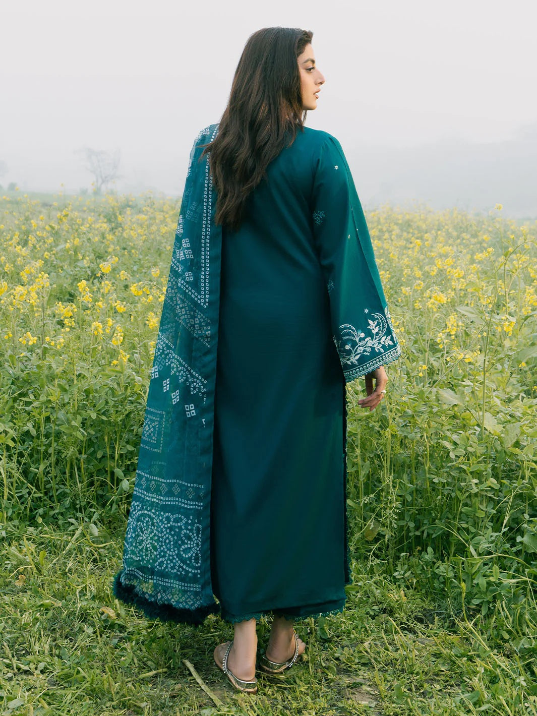 Embroidered Lawn Suit with Printed Voil Dupatta