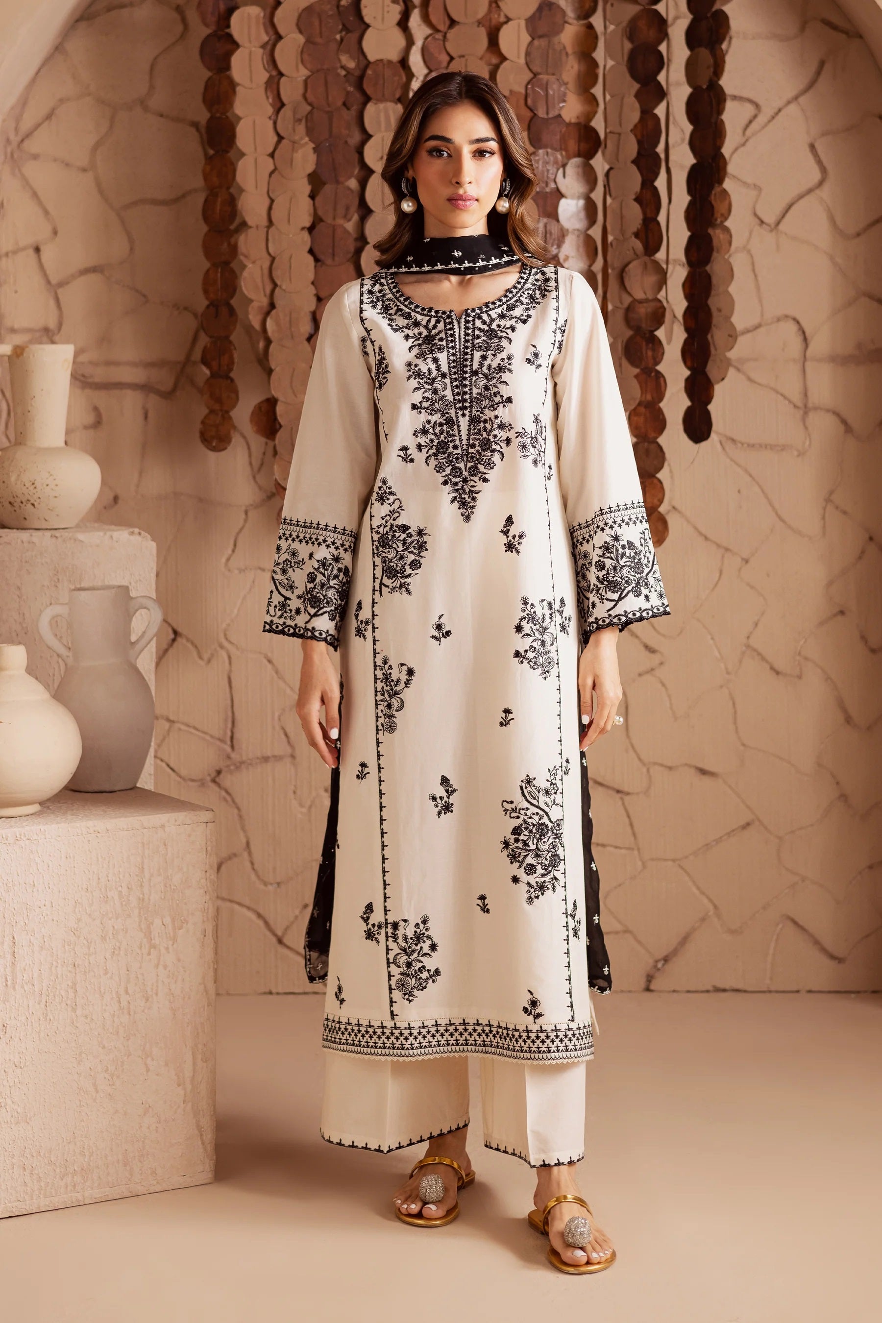 Embroidered Lawn Suit with Printed Voil Dupatta