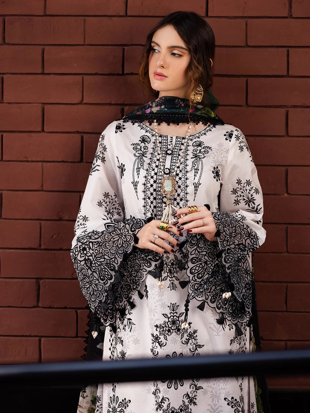 Embroidered Lawn Suit with Printed Voil Dupatta