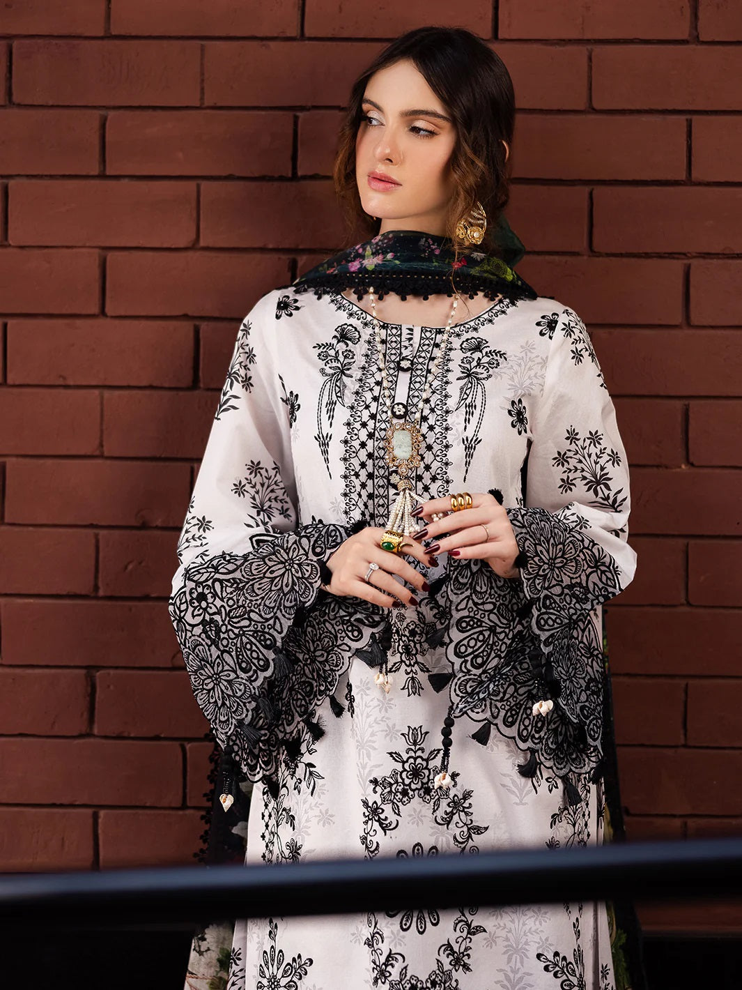 Embroidered Lawn Suit with Printed Voil Dupatta