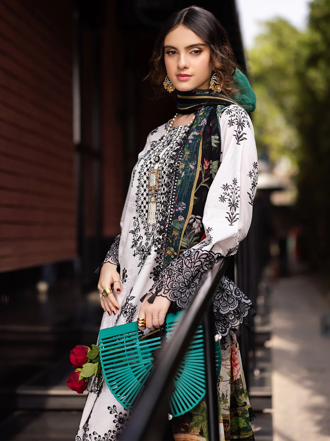 Embroidered Lawn Suit with Printed Voil Dupatta