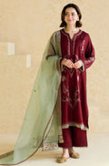 3Pc Embroidered Lawn Shirt with Organza Embroidered Dupatta