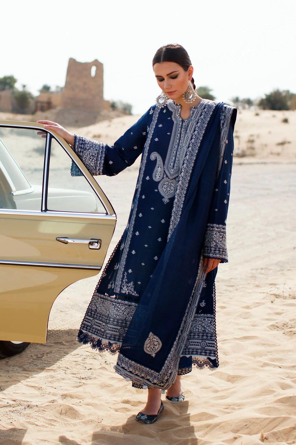 3Pc Embroidered Lawn Suit with Bmaber Embroidered Dupatta