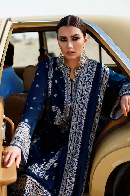 3Pc Embroidered Lawn Suit with Bmaber Embroidered Dupatta