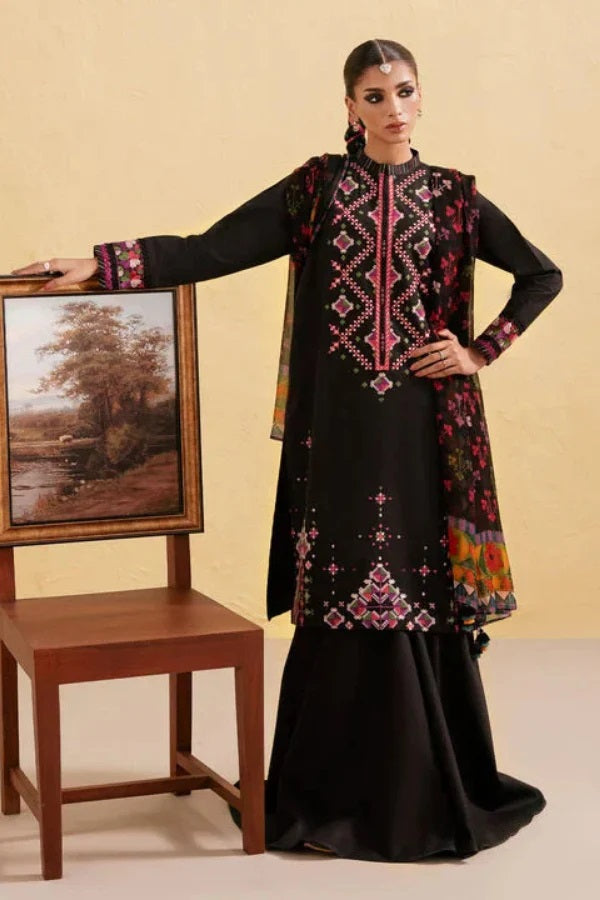 Embroidered Lawn Suit with Printed Voil Dupatta