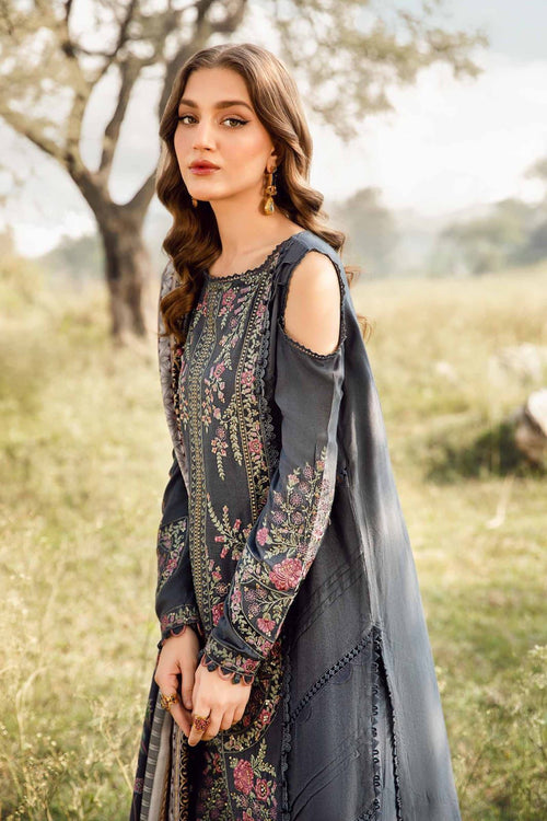 3 Piece Embroidered lawn suit with printed voil dupatta