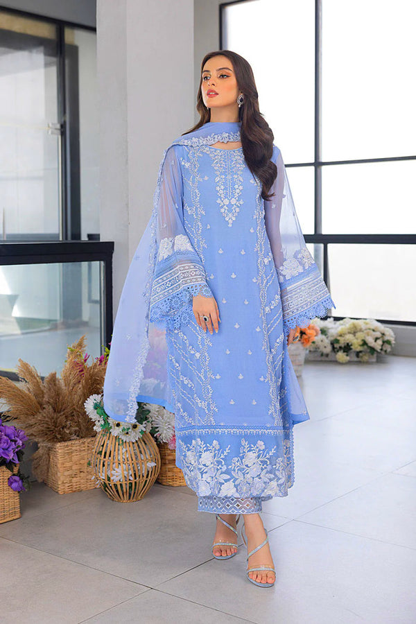 3PC Lawn Shirt with Organza Embroidered Dupatta – Premium Party Wear