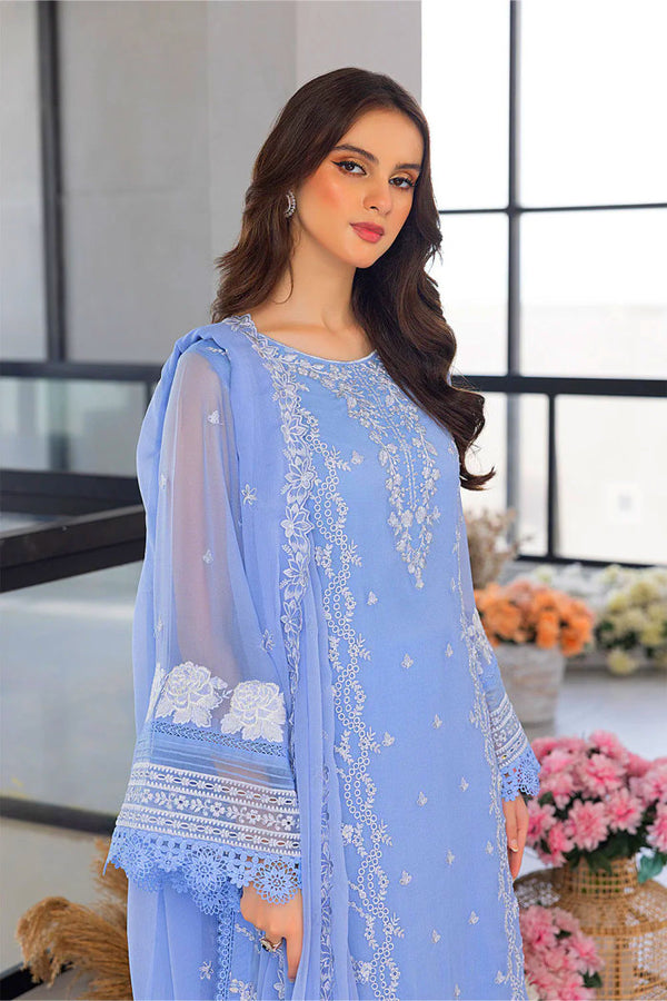 3PC Lawn Shirt with Organza Embroidered Dupatta – Premium Party Wear