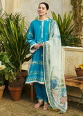 3Pc Embroidered Lawn suit with Printed Voil Dupatta