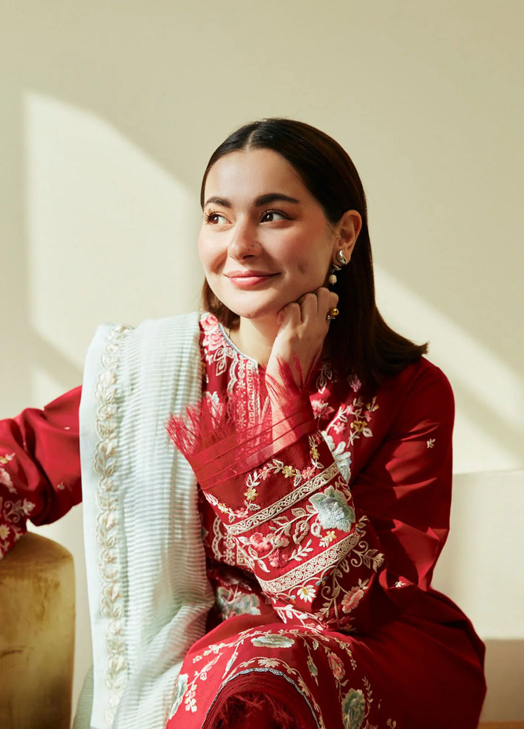 3Pc Embroidered Lawn Suit with Karandi Net Embroidered Dupatta