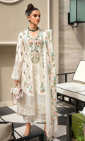 Lawn heavy Embroidered chikenkari suit with Embroidered Organza Dupatta