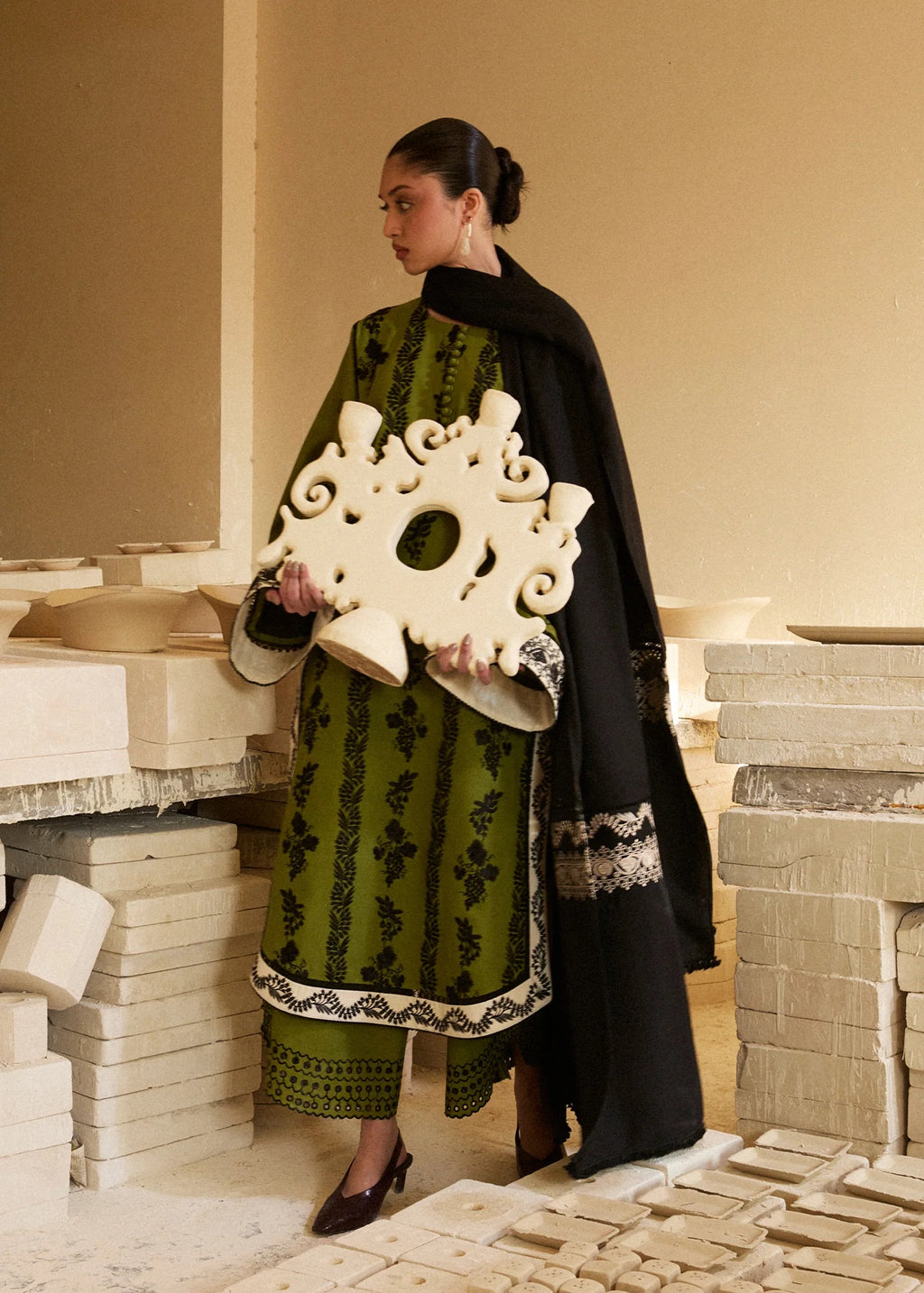 Embroidered Lawn Suit with Printed Voil Dupatta