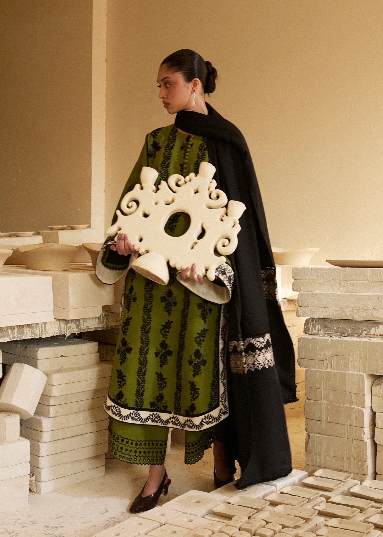 Embroidered Lawn Suit with Printed Voil Dupatta