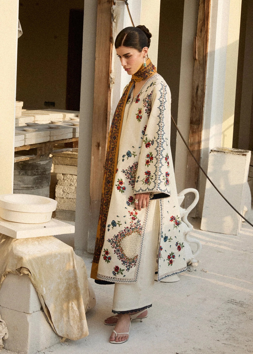 Embroidered Lawn Suit with Printed Voil Dupatta
