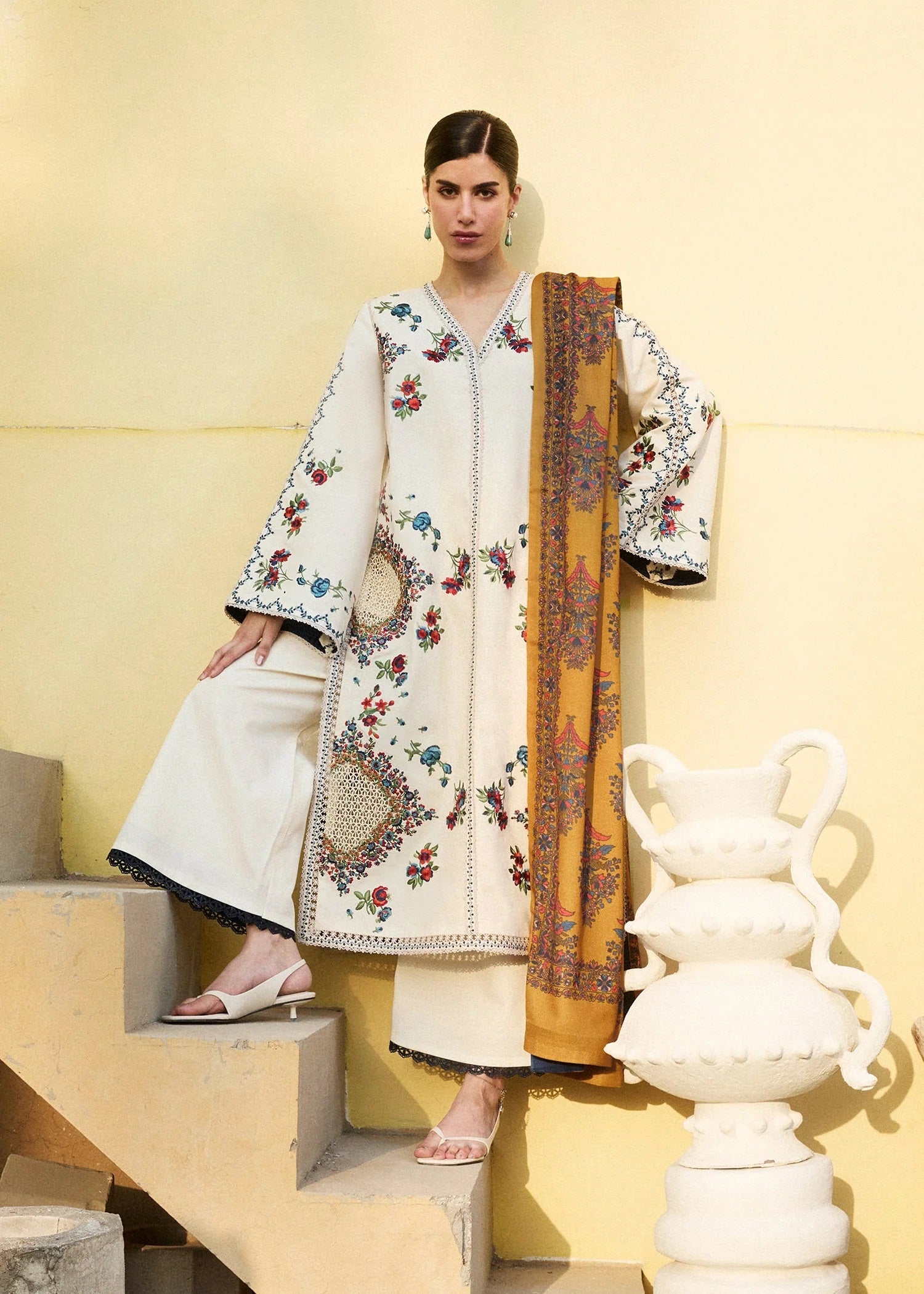 Embroidered Lawn Suit with Printed Voil Dupatta