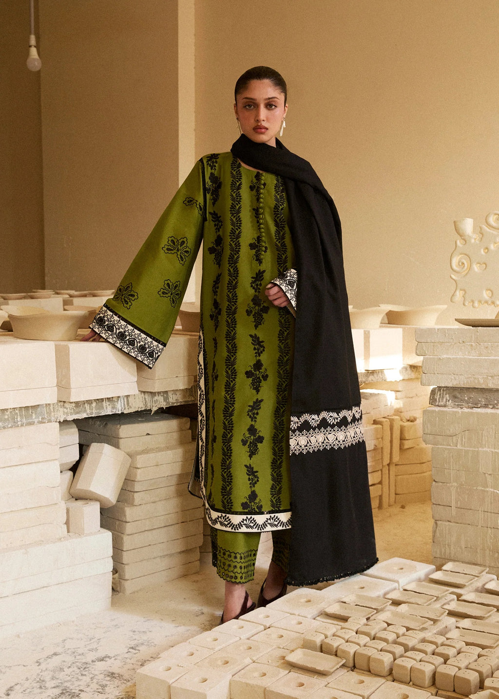 Embroidered Lawn Suit with Printed Voil Dupatta