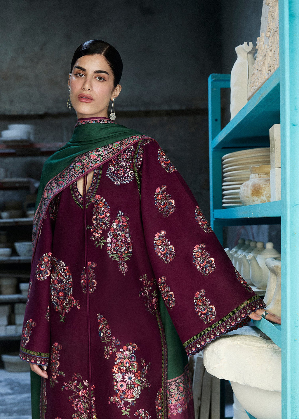 3Pc Lawn Embroidered with Printed Voil Dupatta