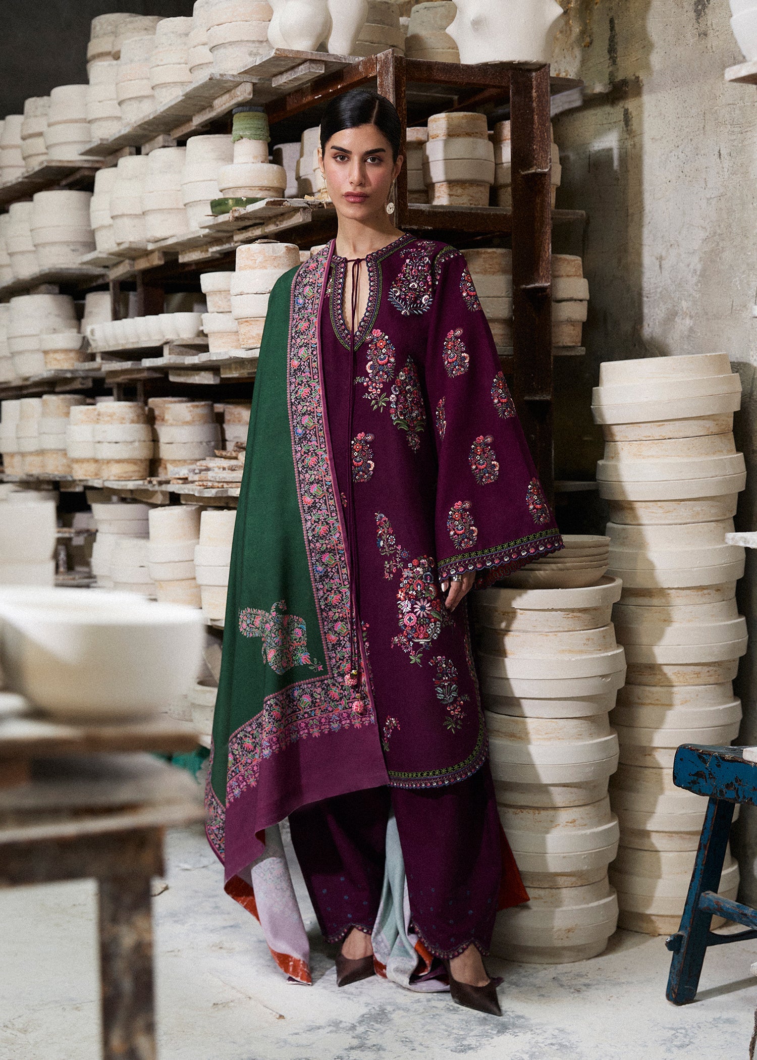 3Pc Lawn Embroidered with Printed Voil Dupatta